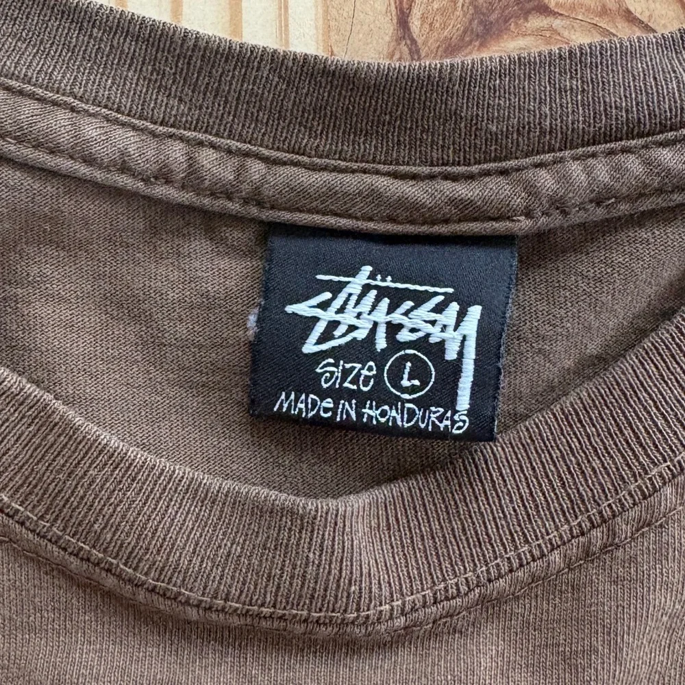 Stussy Brown Tee with Light Blue Arch Logo (Large) - Picture 3 of 3